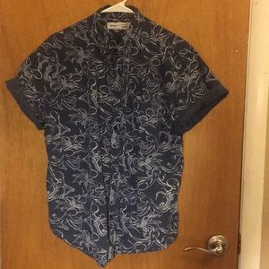 Navy Blue Octopus Button Down